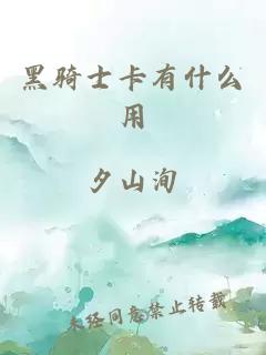 黑骑士卡有什么用